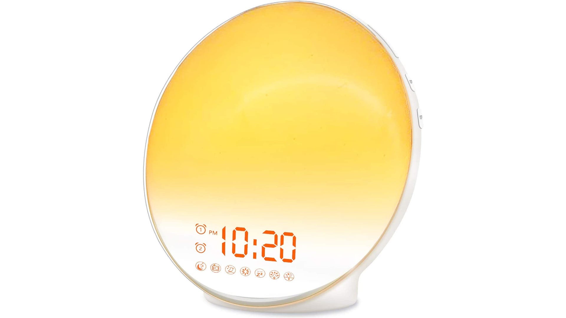 A JALL Sunrise Alarm Clock sits on a white surface.