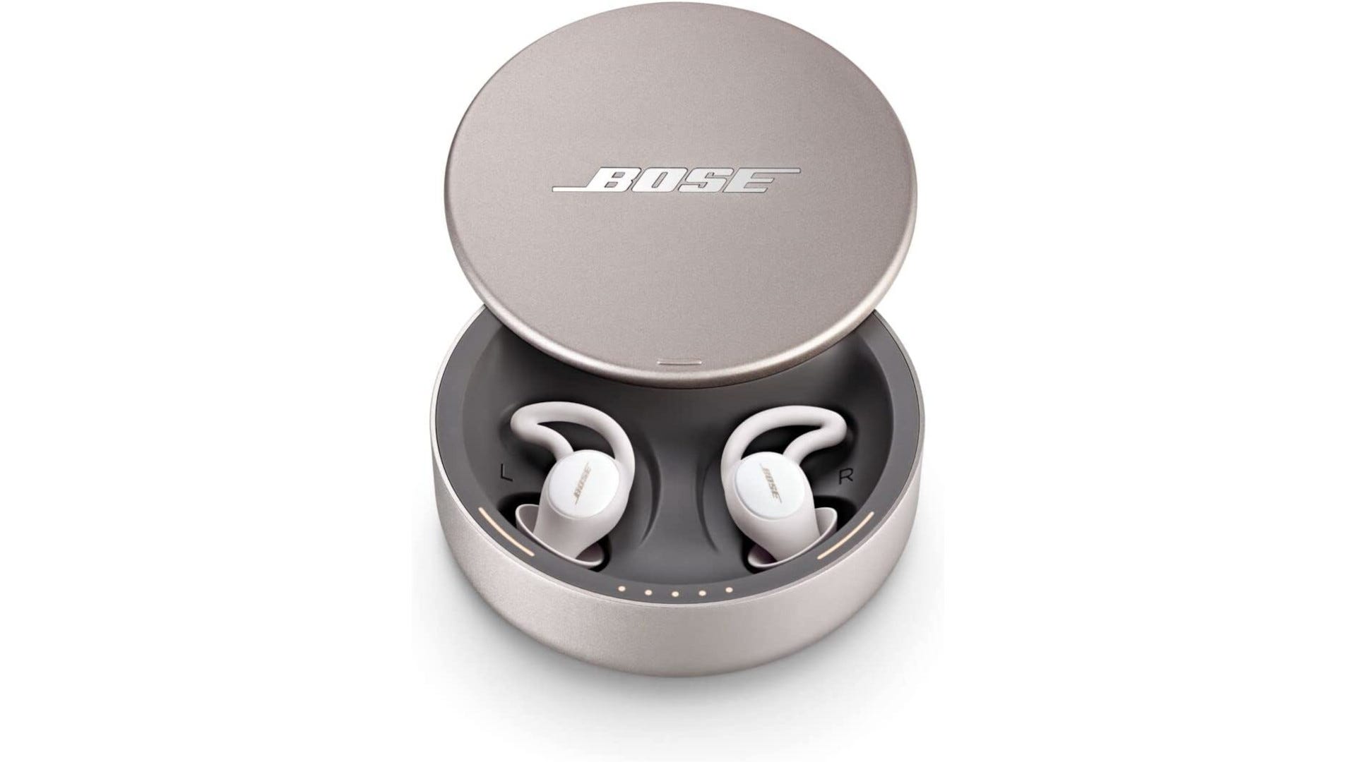 Bose Sleepbuds II sit in a silver container.
