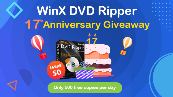 Get WinX DVD Ripper Platinum Complimentary Copy for Anniversary Giveaway. $65.95 Valued, FREE TODAY